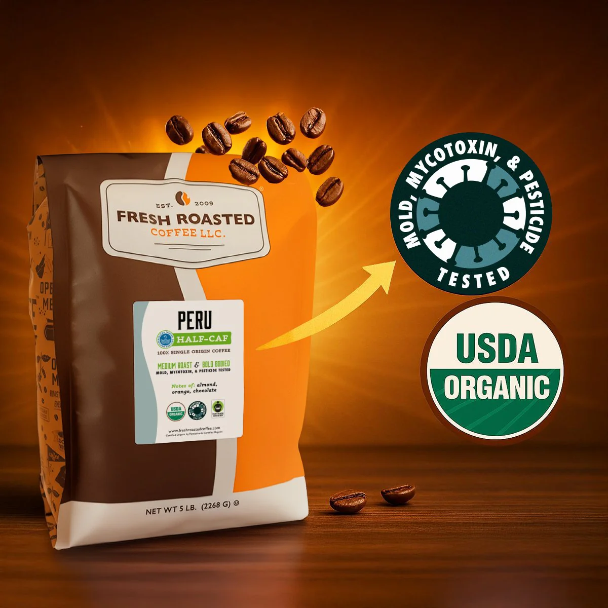 Organic Peru Water-Processed Half Caf - Roasted Coffee - Image 8