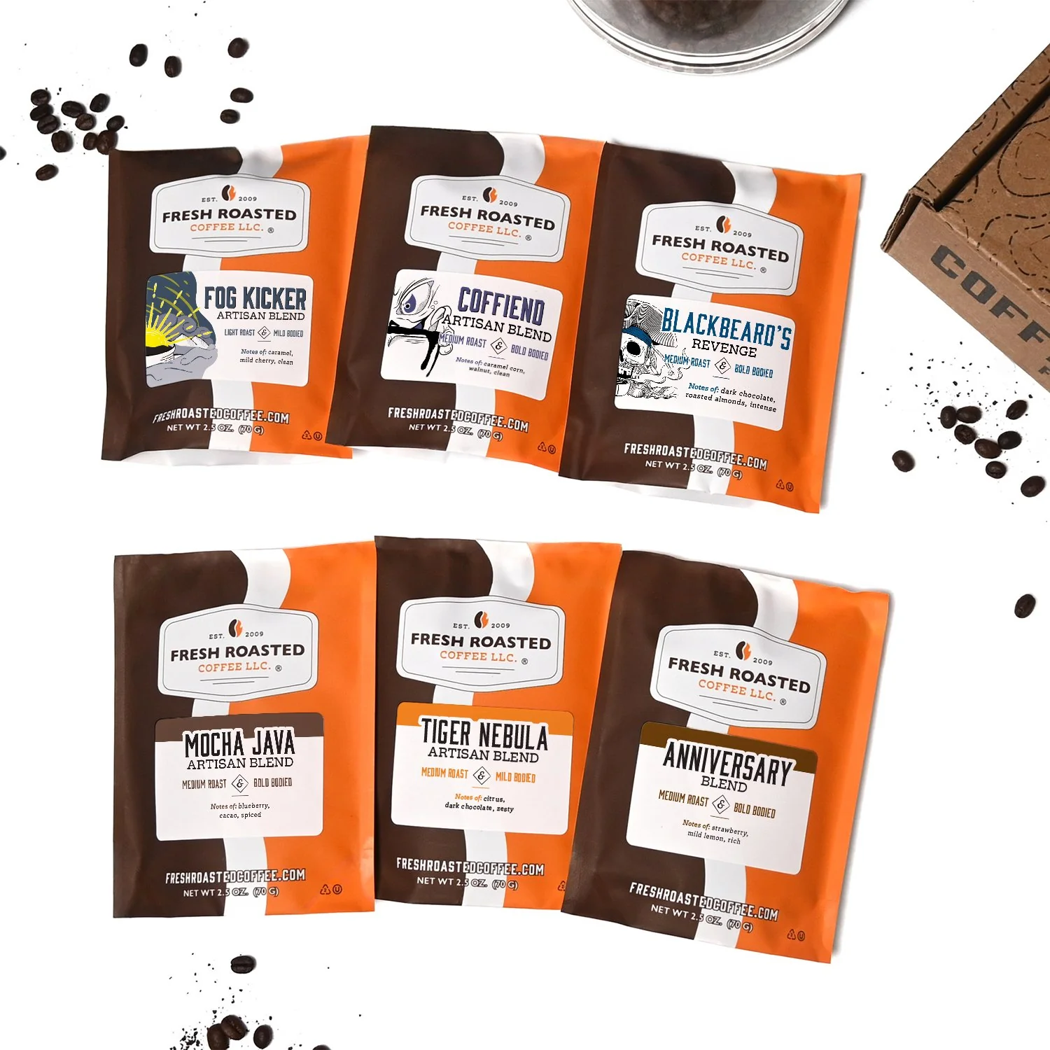 Fresh Roasted Six Pack Sampler - Artisan Blends - Image 4