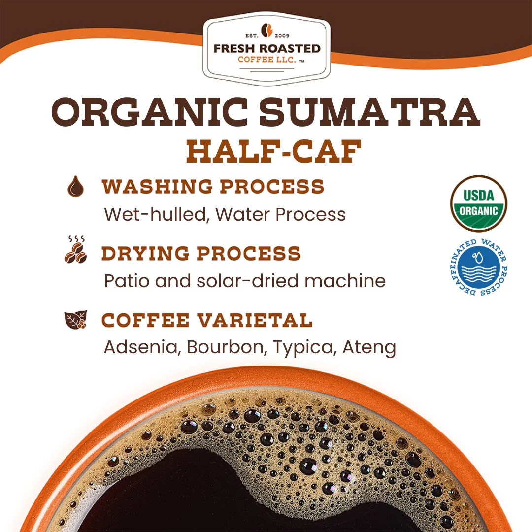 Organic Sumatra Water-Processed Half Caf - Roasted Coffee - Image 7